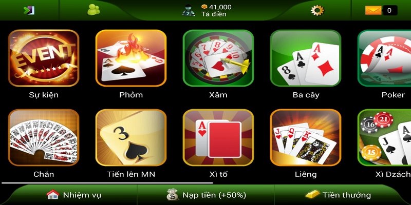 Game bài Top86 cũng có một hệ thống bàn cược phong phú